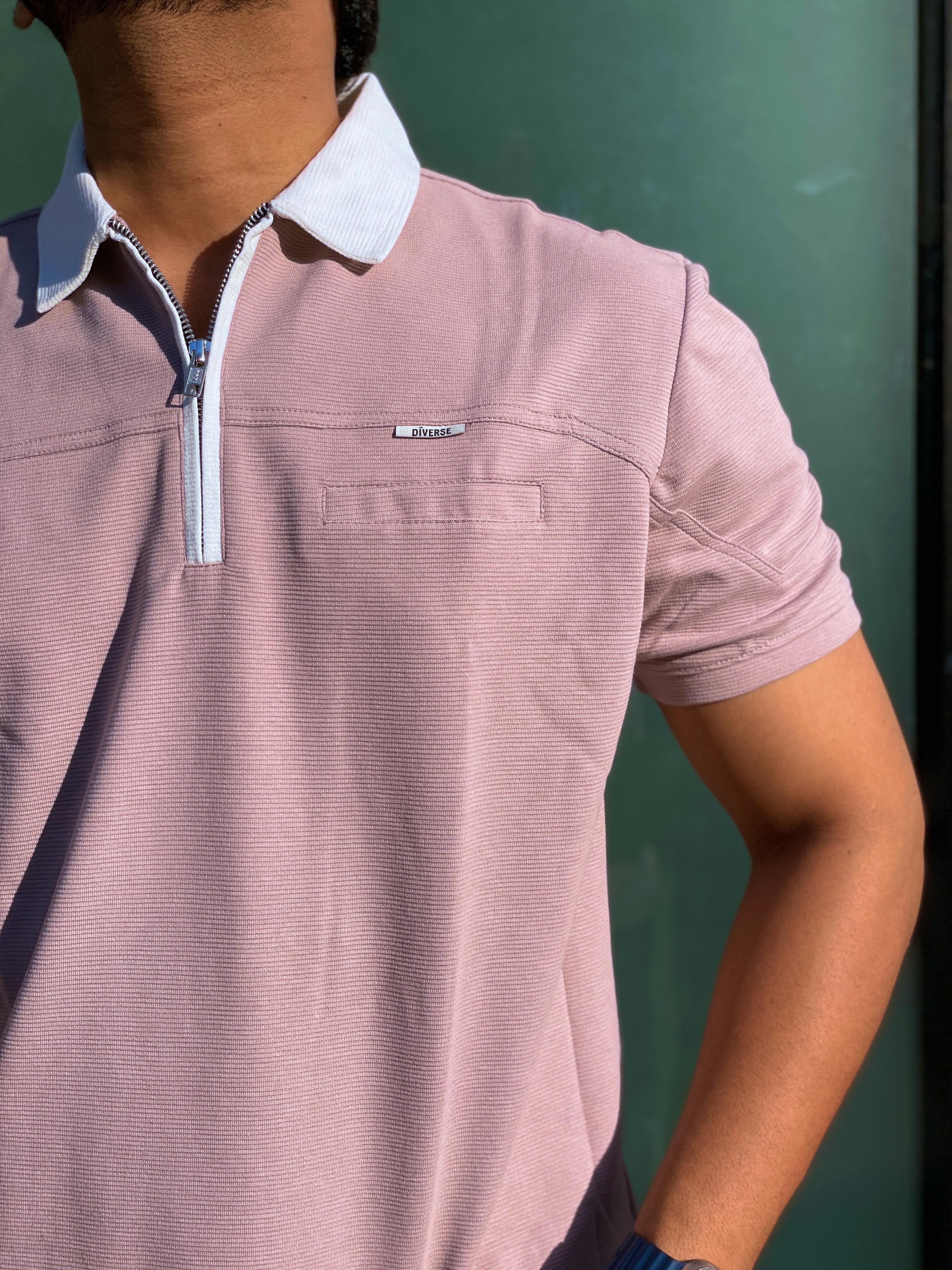 Collar T shirt With Contrast Combination