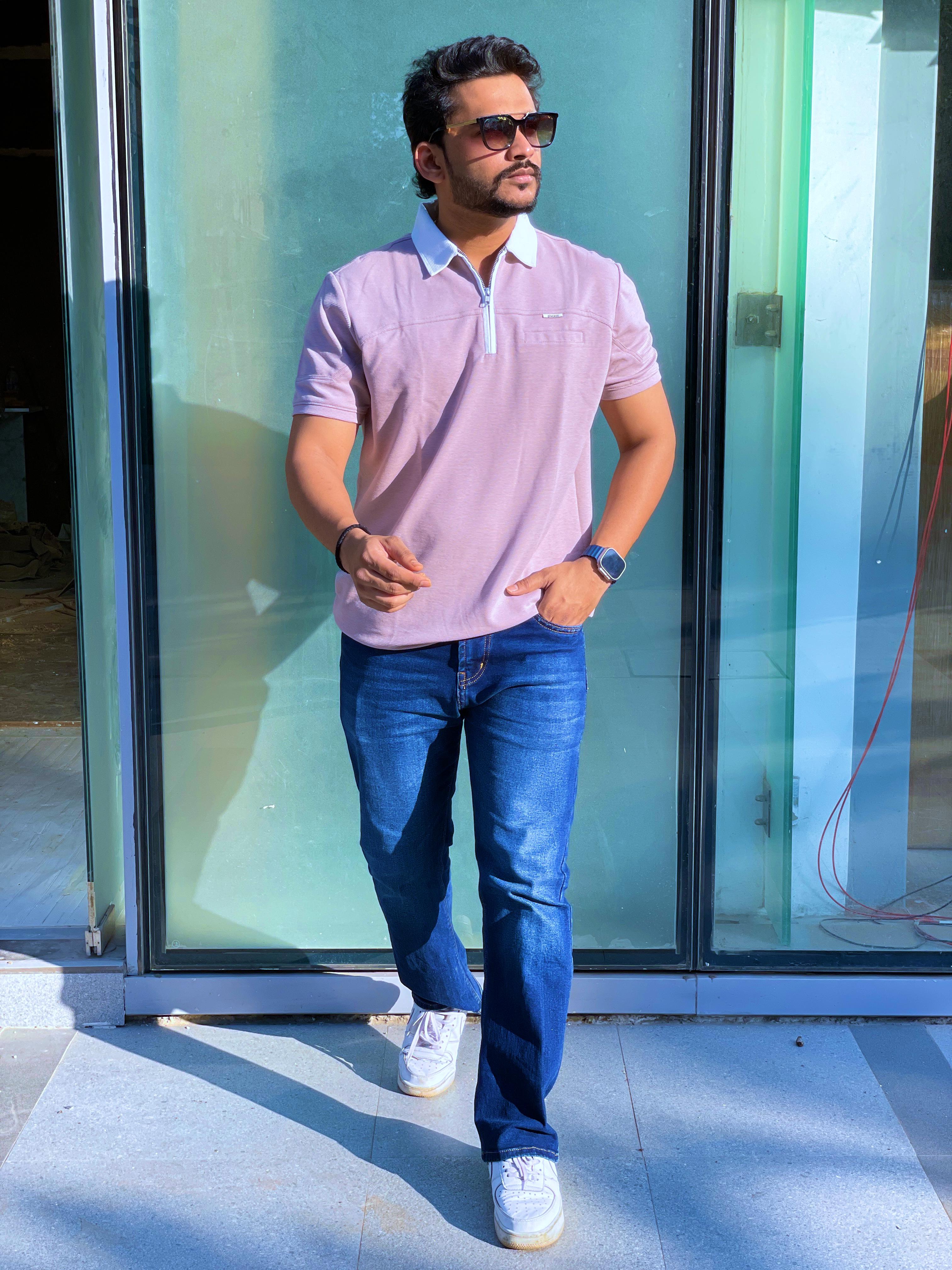 Collar T shirt With Contrast Combination