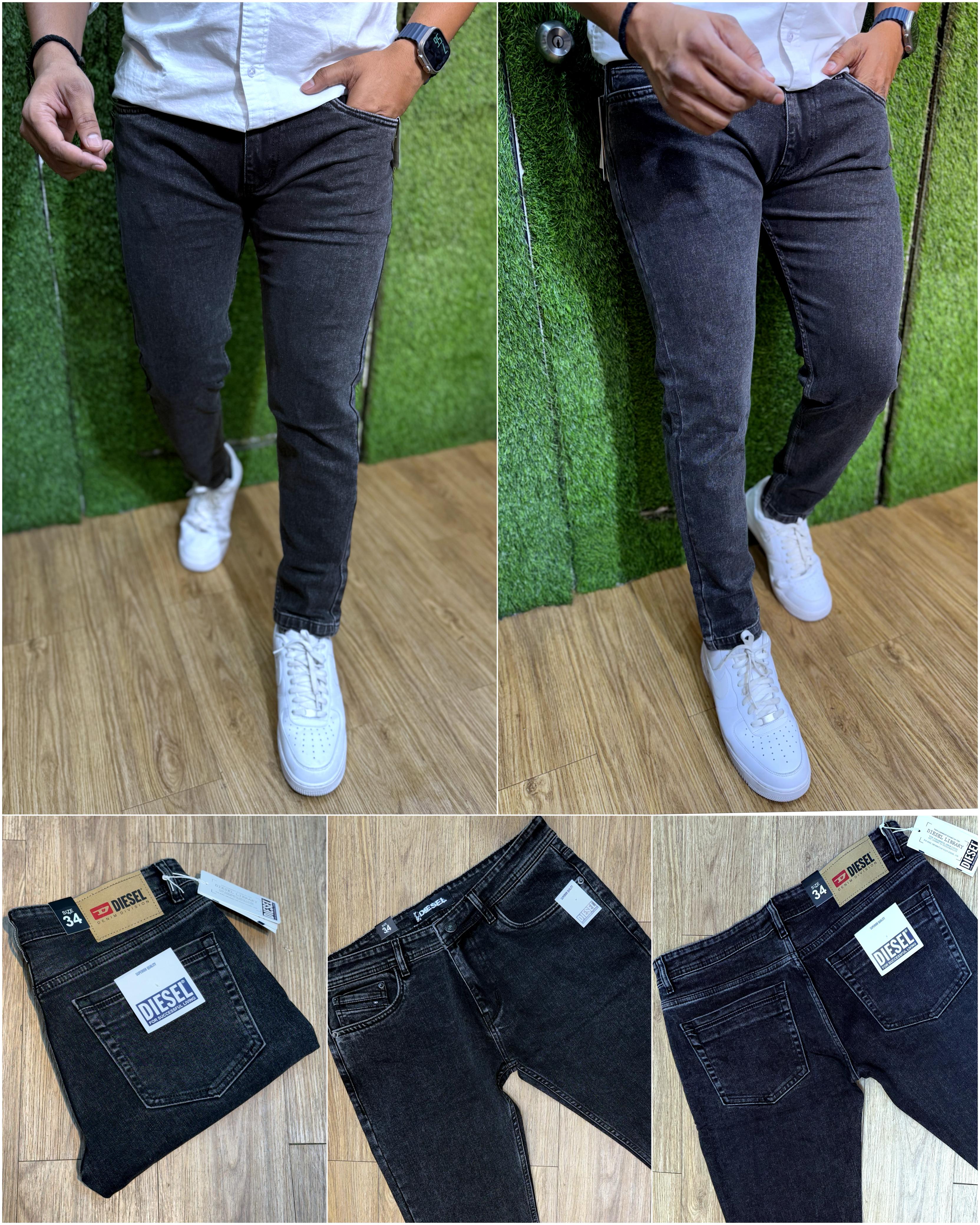 Premium Denim Jeans for Men - Carbon Black With Acid Wash