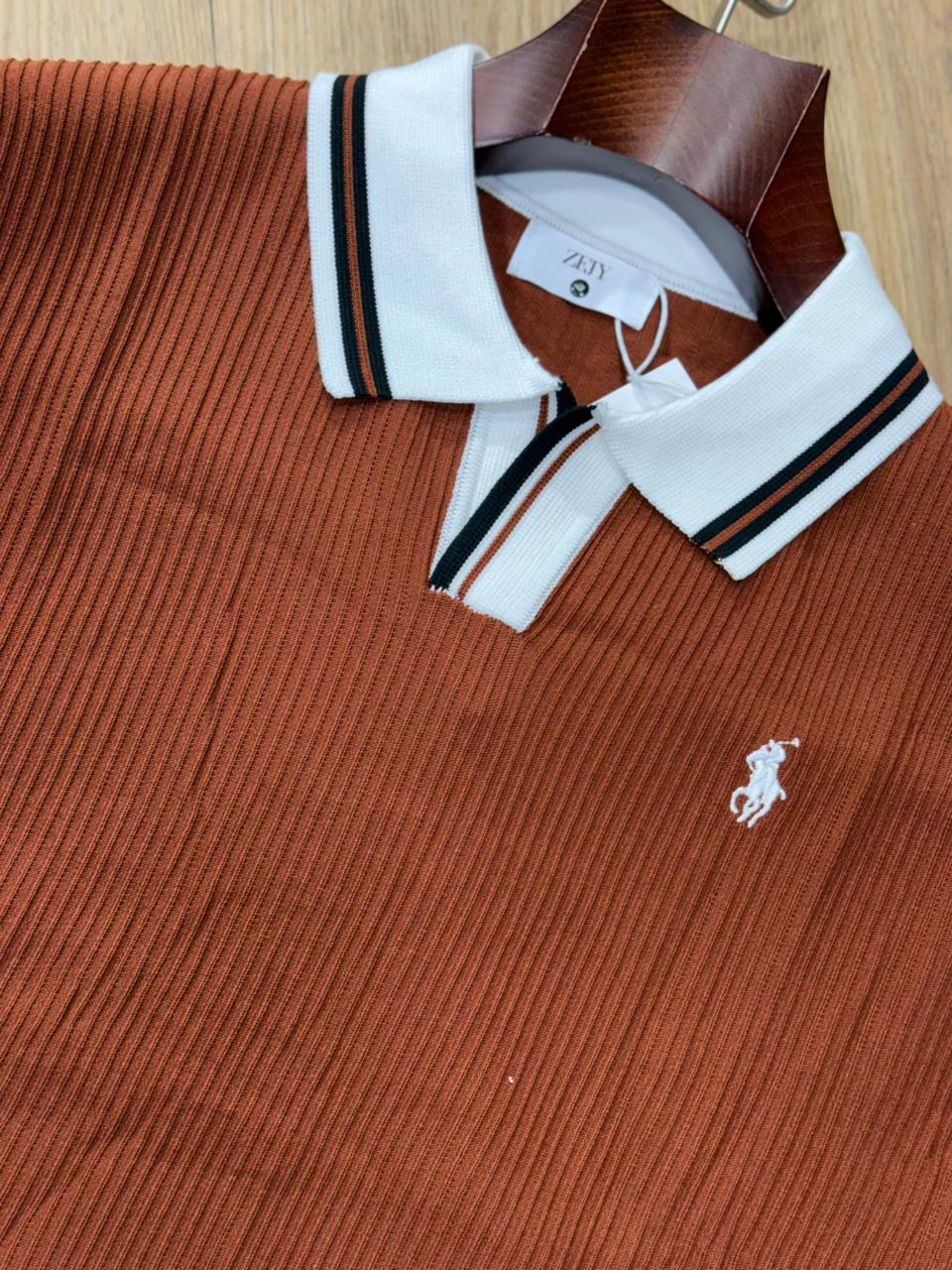 Cuban Collar Summer Collection Imported Cotton Knitted Tshirt