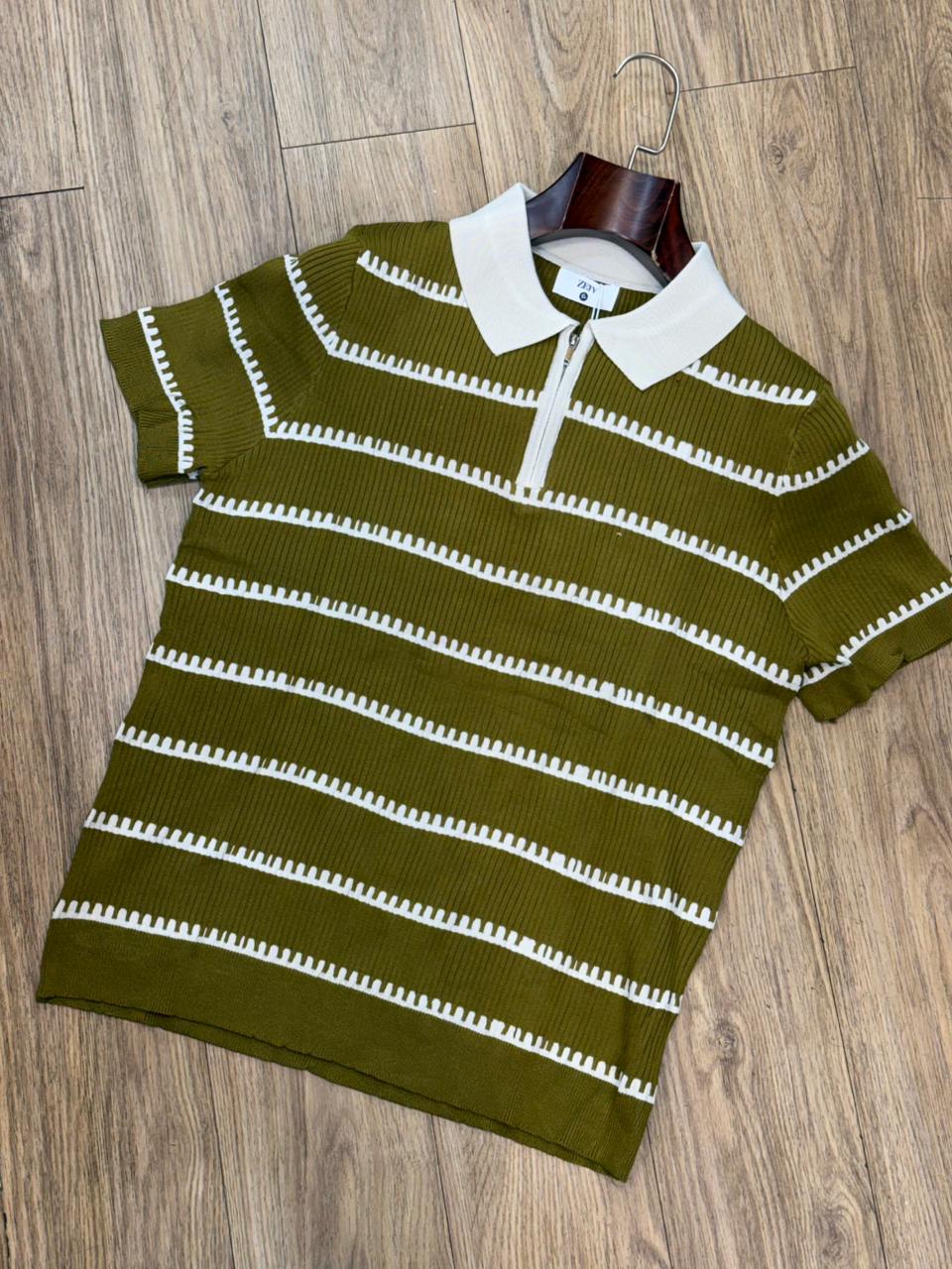 Collar Zip Style Imported Cotton Knitted T shirt