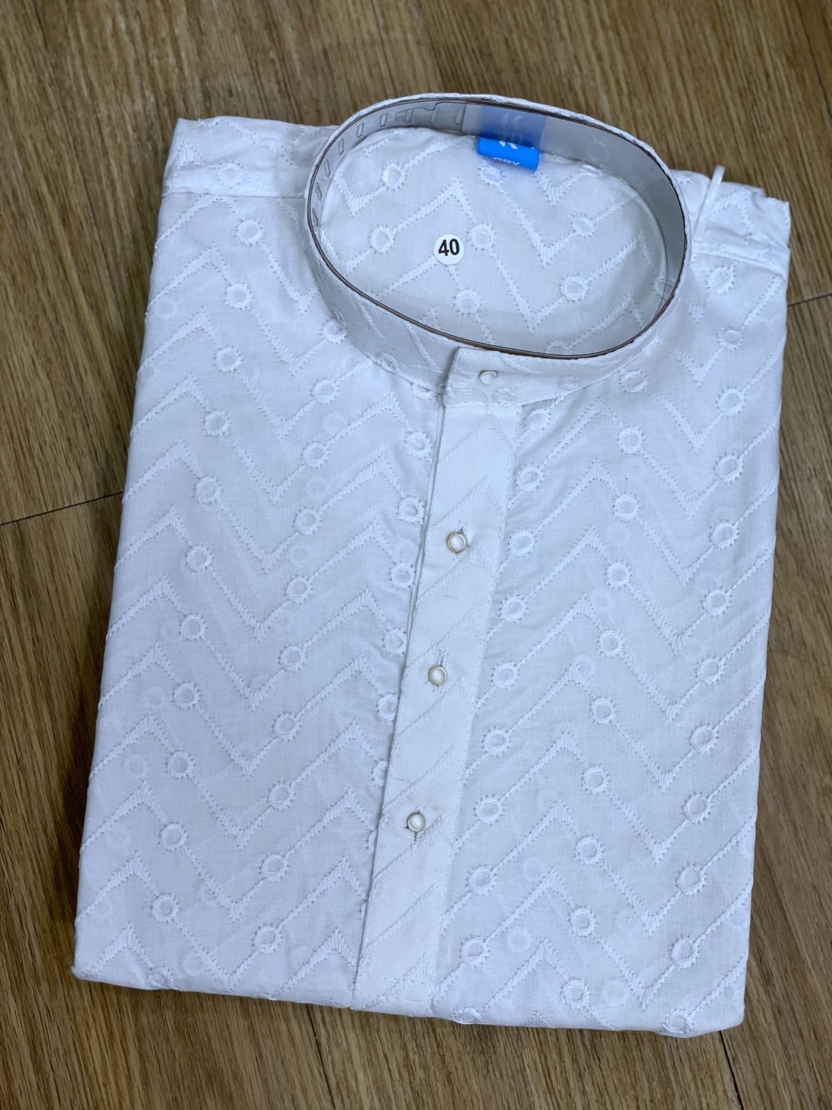 White Kurta With Chicken Buti Prints