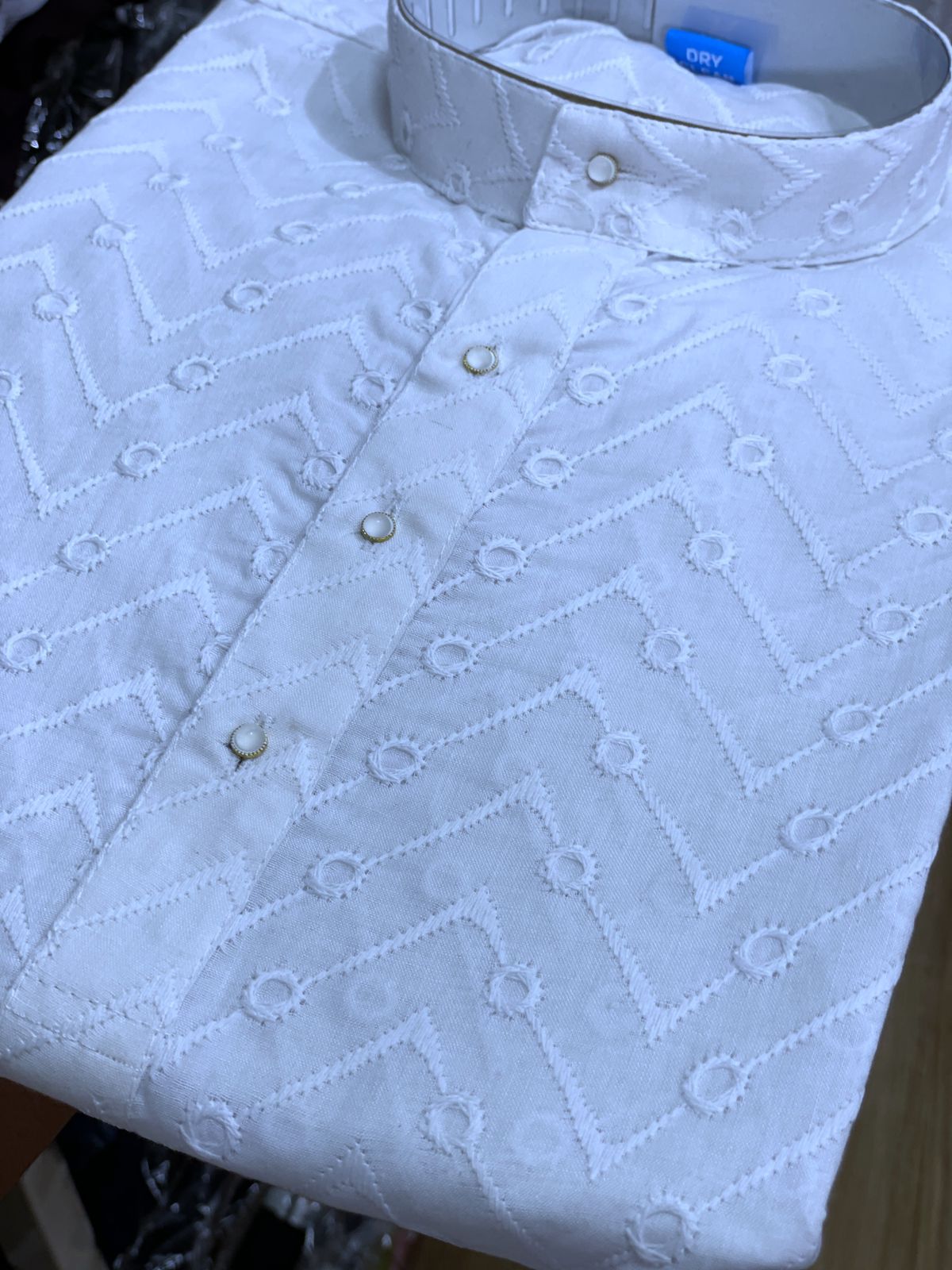 White Kurta With Chicken Buti Prints